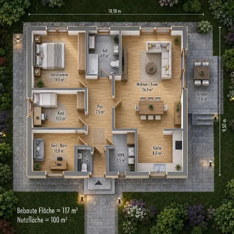Floor plan Bungalow 100